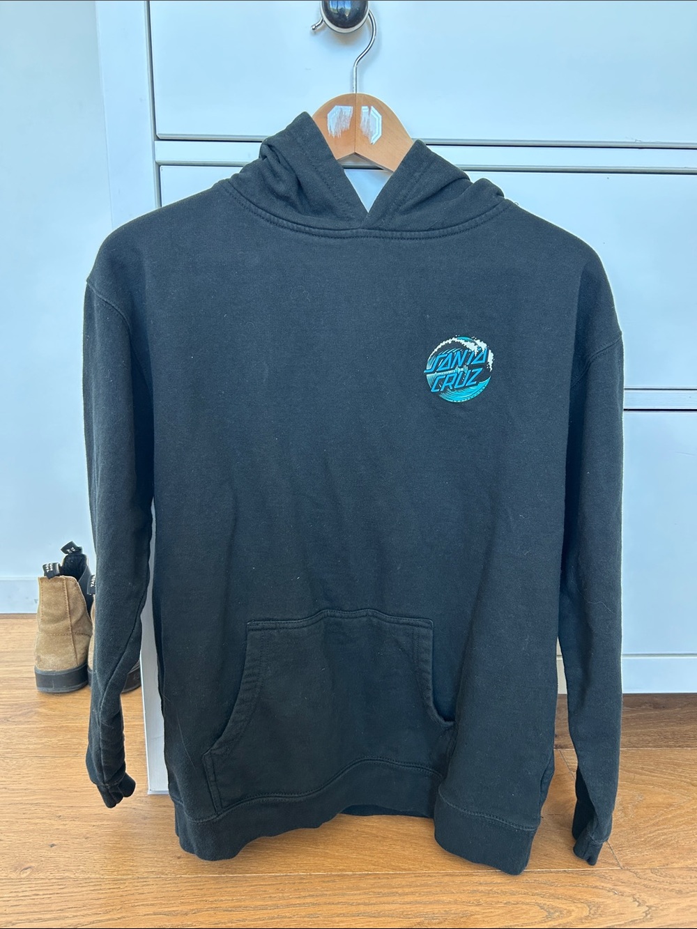 Santa Cruz Skateboards Black Hoodie with Teal Logo